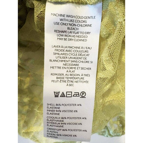 MAEVE ANTHROPOLOGIE SHEER BABYDOLL BLOUSE TOP Chartreuse Oversized sz. Medium - Picture 6 of 7